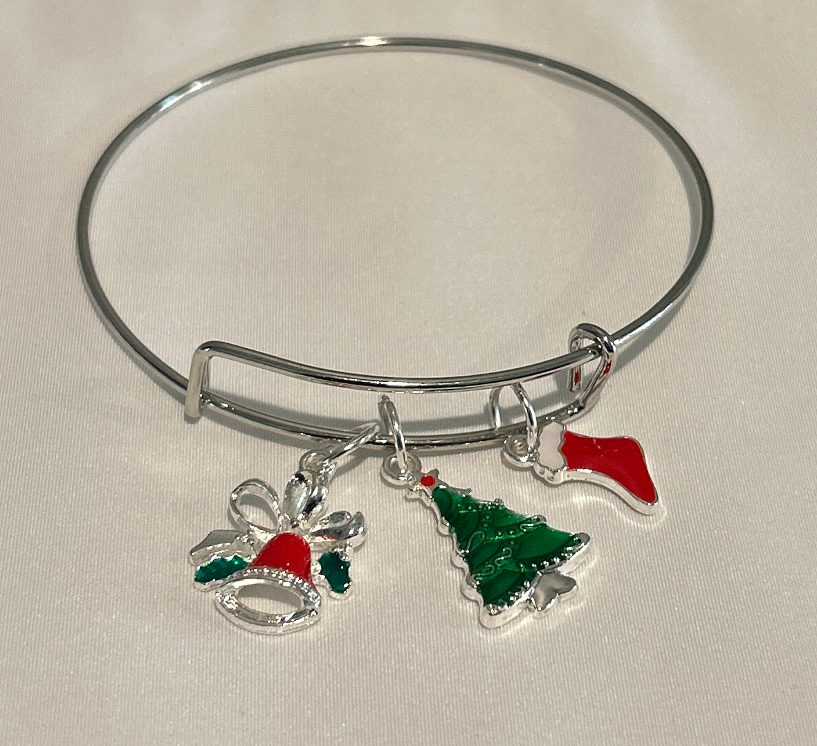 Stackable Charm Bangle Bracelets-Christmas