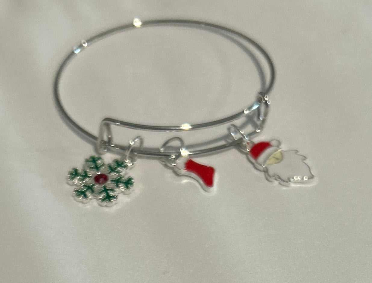 Stackable Charm Bangle Bracelets-Christmas